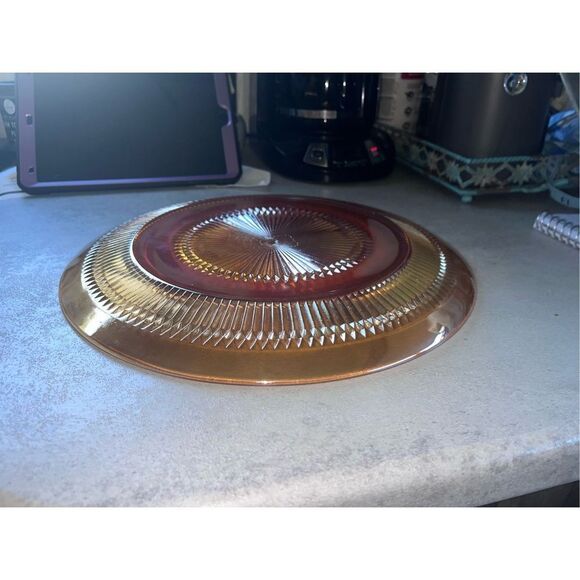 Vintage Jeannette Marigold Sunburst platter 13” flawless cookies burst! - Picture 10 of 16